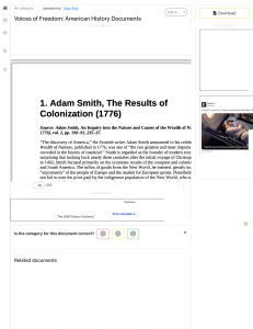Voices of Freedom: American History Documents - Adam Smith 1776