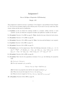 Assignment I: Statistics Problems