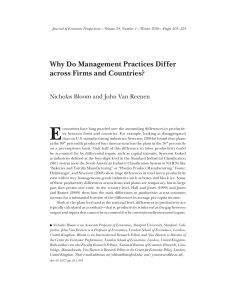 Why Do Management Practices Differ Across Firms and Countries? | JEP 2010