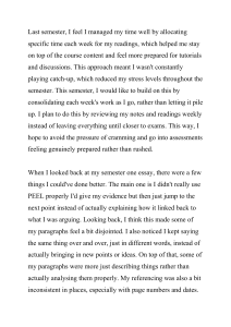Academic Self-Reflection: Time Management & Essay Writing