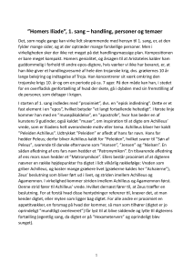 Analyse af Homers Iliades 1. sang: Handling, Personer, Temaer