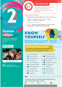 Human Nature: Personality Test & Vocabulary