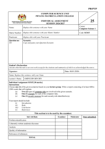 Penang Matriculation College Computer Science 1 Assignment SC015