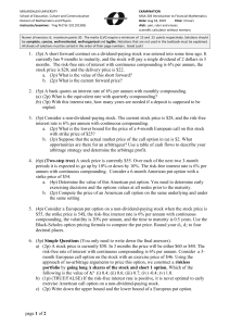 MAA 303 Financial Mathematics Exam Questions