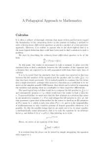 Pedagogical Approach to Calculus: Integrating Factors