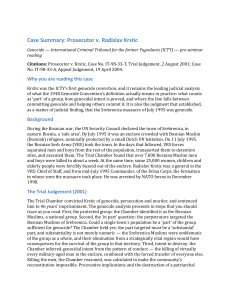 Prosecutor v. Radislav Krstic Case Summary