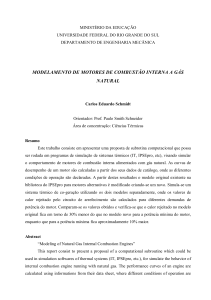 Modelagem de Motores de Combust&atilde;o Interna a G&aacute;s Natural