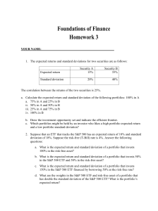 Foundations of Finance Homework 3: Portfolio Problems