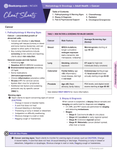 Cancer Cheat Sheet: Pathophysiology, Diagnosis, Treatment