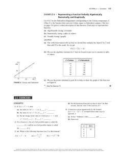 Functions: Representing Algebraically, Numerically, Graphically