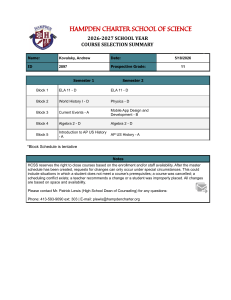 Hampden Charter School Course Selection Summary 2026-2027