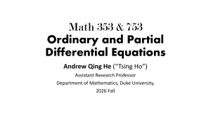 Math 353 & 753: Ordinary and Partial Differential Equations Syllabus