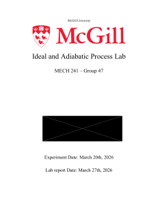 McGill University MECH 241 Lab Report: Isothermal & Isentropic Processes