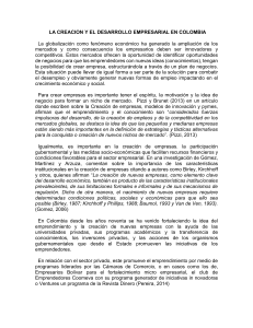 Creaci&oacute;n y Desarrollo Empresarial en Colombia