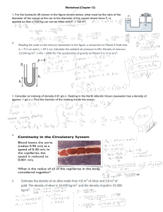 Physics Worksheet Chapter 12: Fluid Mechanics Problems