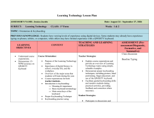 Learning Technology Lesson Plan: Orientation & Keyboarding