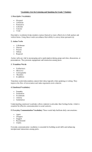 Grade 7 Vocabulary List for Listening & Speaking