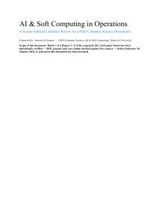 AI & Soft Computing in Operations: Literature Review for PGD CS