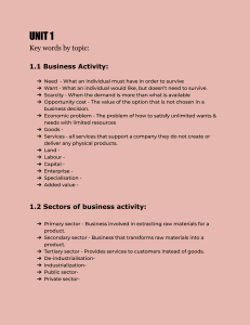 UNIT 1 Business Activity Key Terms