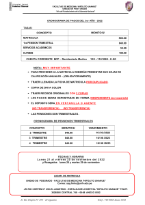 Cronograma de Pagos 3er A&ntilde;o 2022 - Residencia M&eacute;dica