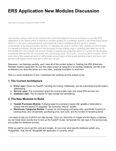 ERS Application New Modules Discussion