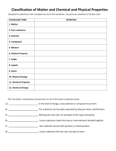 Classification of Matter and Chemical & Physical Properties Worksheet