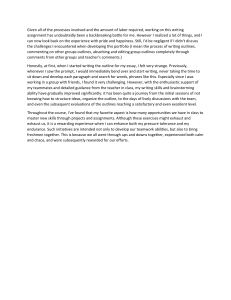 Personal Reflection on Writing Assignment and Group Work