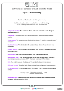 CAIE IGCSE Chemistry Stoichiometry Definitions