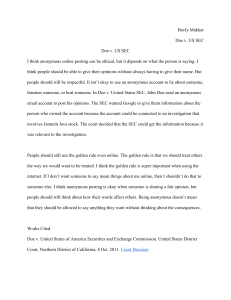 Ethics of Anonymous Online Posting: Doe v. US SEC