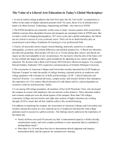 Value of Liberal Arts Education in Global Marketplace