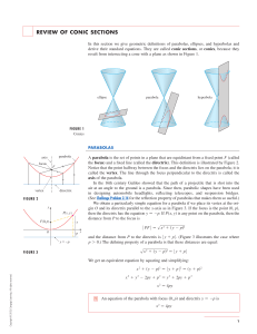 Review of Conic Sections: Parabolas, Ellipses, Hyperbolas
