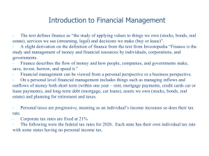 Introduction to Financial Management: Personal & Business Finance Basics