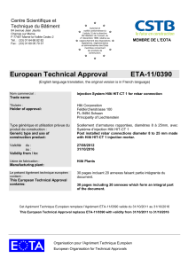 European Technical Approval ETA-11/0390: Hilti HIT-CT 1 Rebar Connection
