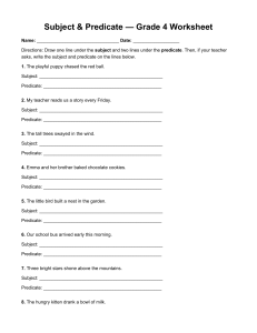Grade 4 Subject Predicate Worksheet
