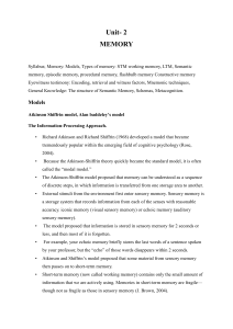 Unit 2 Memory: Models and Types