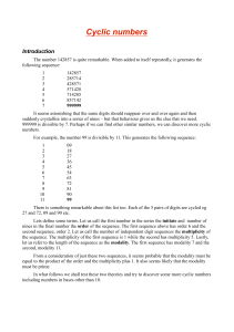 Cyclic Numbers: Properties and Exploration in Number Theory