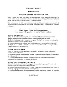 GE-ETH1011 Bioethics Mid-Term Exam