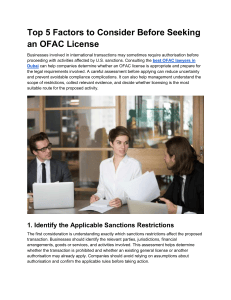 Top 5 Factors Before OFAC License