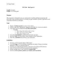 ENG 208 Mini Speech 1 Assignment