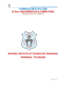B.Tech. Mathematics & Computing Curriculum & Syllabi