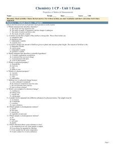 Chemistry Unit1 Exam Medium Editable