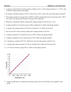 Hooke's Law Physics Practice Problems Worksheet