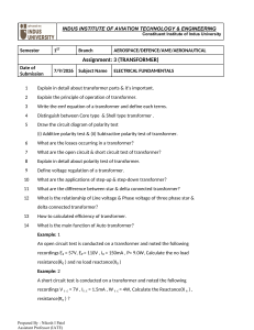 Transformer Assignment: Electrical Fundamentals Questions