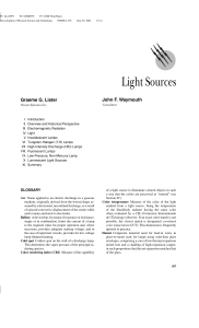 Light Sources: Encyclopedia of Physical Science and Technology