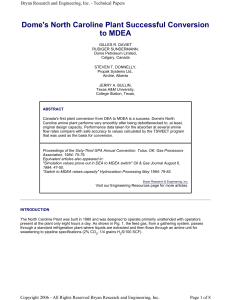 Dome's North Carolina Plant MDEA Conversion: Technical Paper
