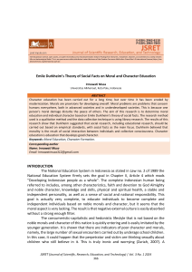 Durkheim's Social Facts Theory on Moral & Character Education