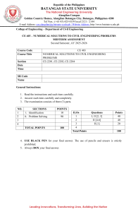 CE 403 Midterm Assessment: Numerical Solutions to Civil Engineering Problems