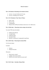 Session 1 Plan: Investment Advisor Training