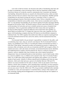 Food Safety and Environmental Health Lecture Notes