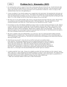 Physics Kinematics Problem Set 2019